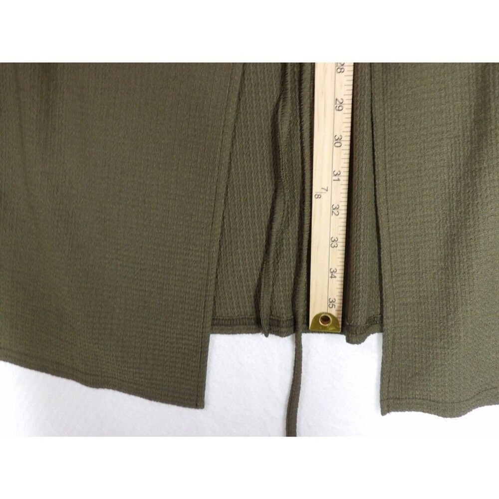 LASCANA Cardigan Cover Up Women XL Olive Green Tie-Front Puff Sleeve Ribbed - Picture 10 of 11